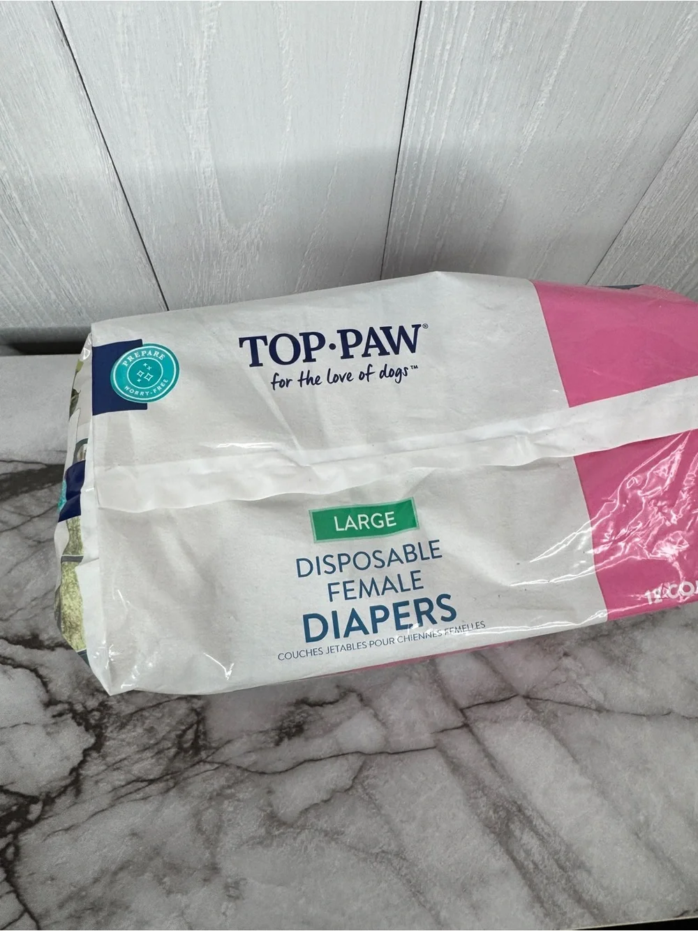 Top Paw Large Disposable Female Dog Diapers - Pink 12ct
